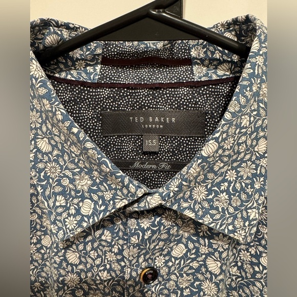Ted Baker endurance floral print Men's Blue Patterned Shirt size 15.5. H - Picture 6 of 7